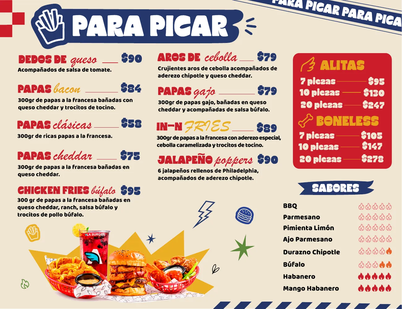 Menú de ALA Burger, página 3